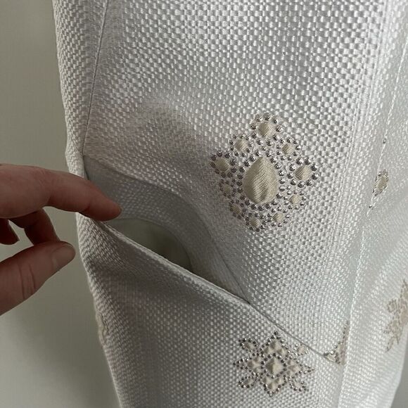 Carlisle Collection Womens Amelia Jacket Size 4 Metallic White Gold Embroidered - Picture 9 of 11